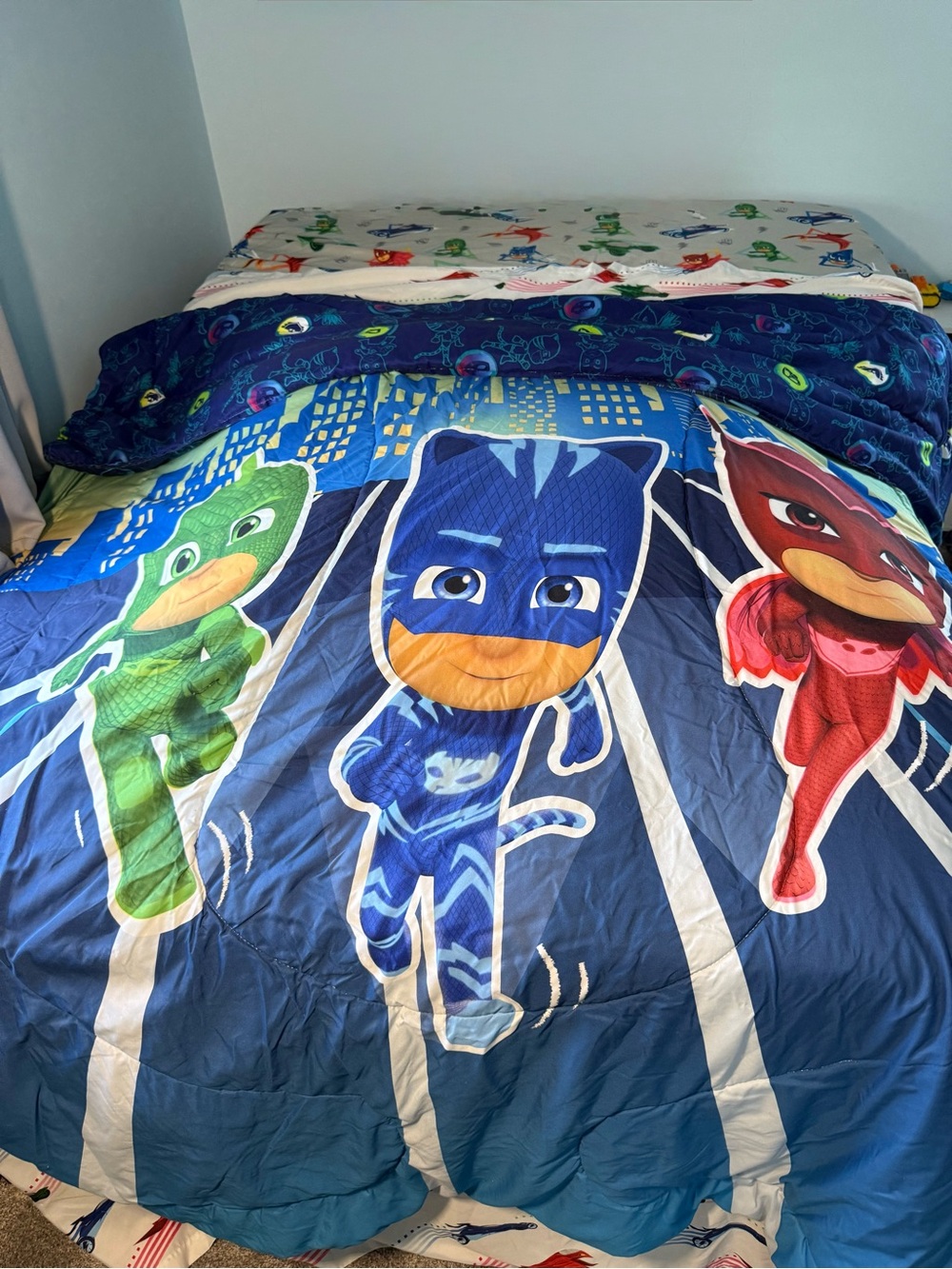 Pj Masks Kids Bedding Sheets Comforter Set - Cat Boy Gecko Owlet - Twin